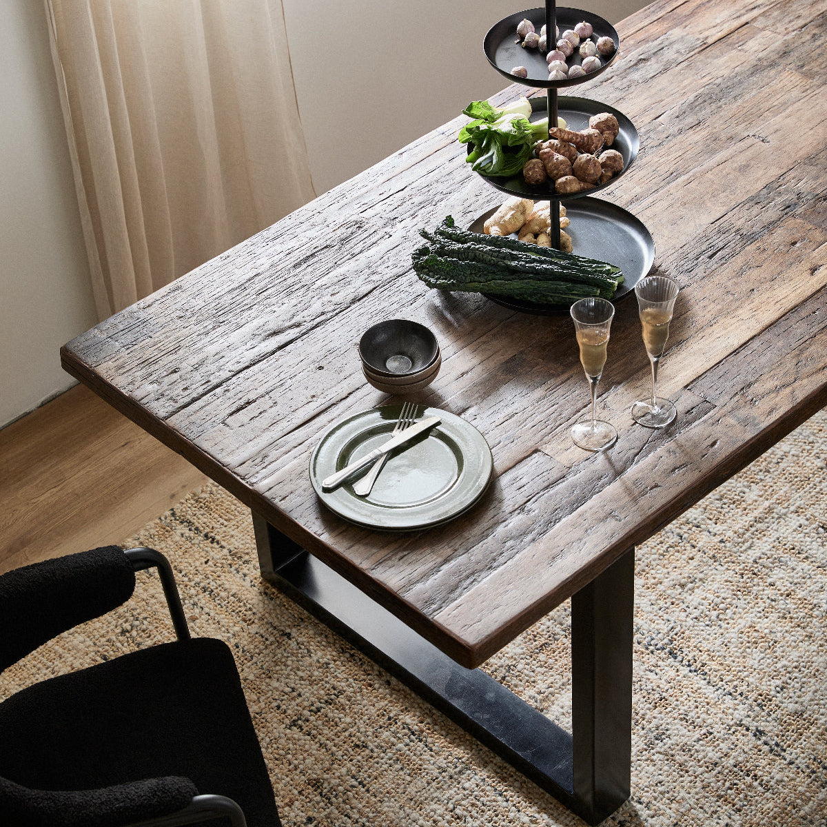 Vintage Dining Table In Wood And Iron