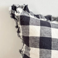 Thumbnail for Hallie Navy Check Cushion Cover 50x30 – Ruffled Edge