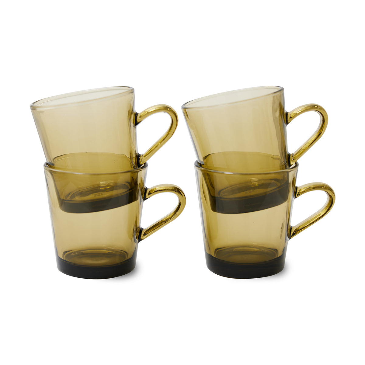 HKLiving 70s Glassware: Coffee Cups Mud brown (Set of 4) 