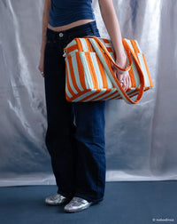 Thumbnail for Stories Ltd Edition Stroller Bag Green Orange Stripes