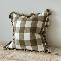Thumbnail for Hallie Olive Gingham Gingham Cushion Cover, 45x45cm