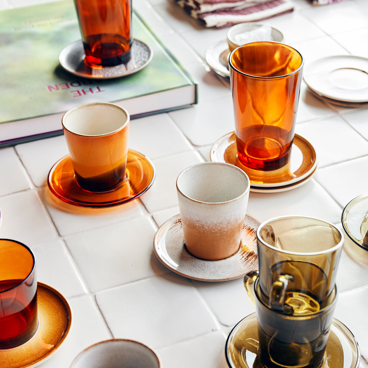 70s Glassware: Tea Glasses Amber Brown (Set of 4)