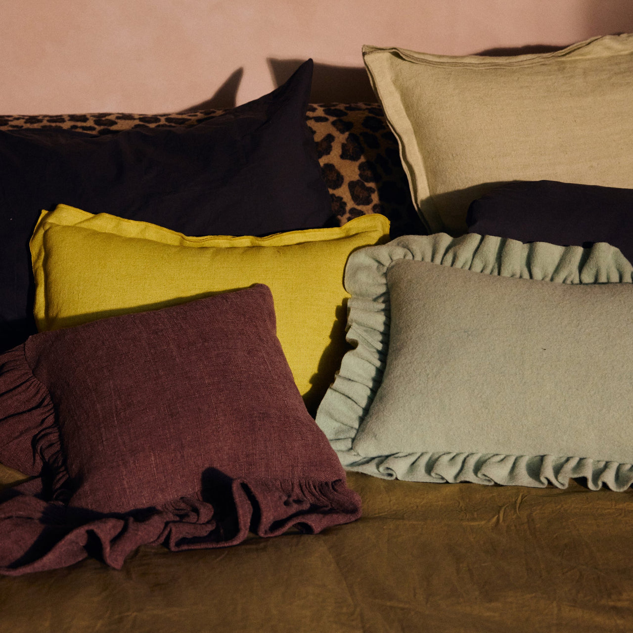 Linen Cushion, Lemongrass 50 x 30cm