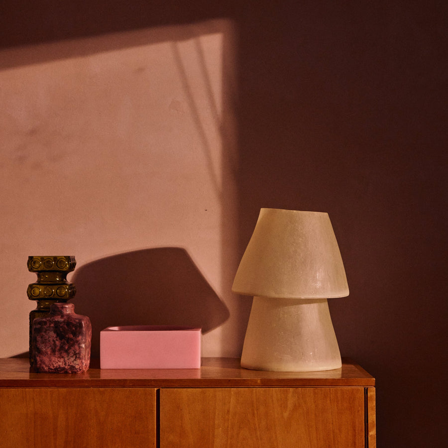 Glass Fiber Table Lamp Off White