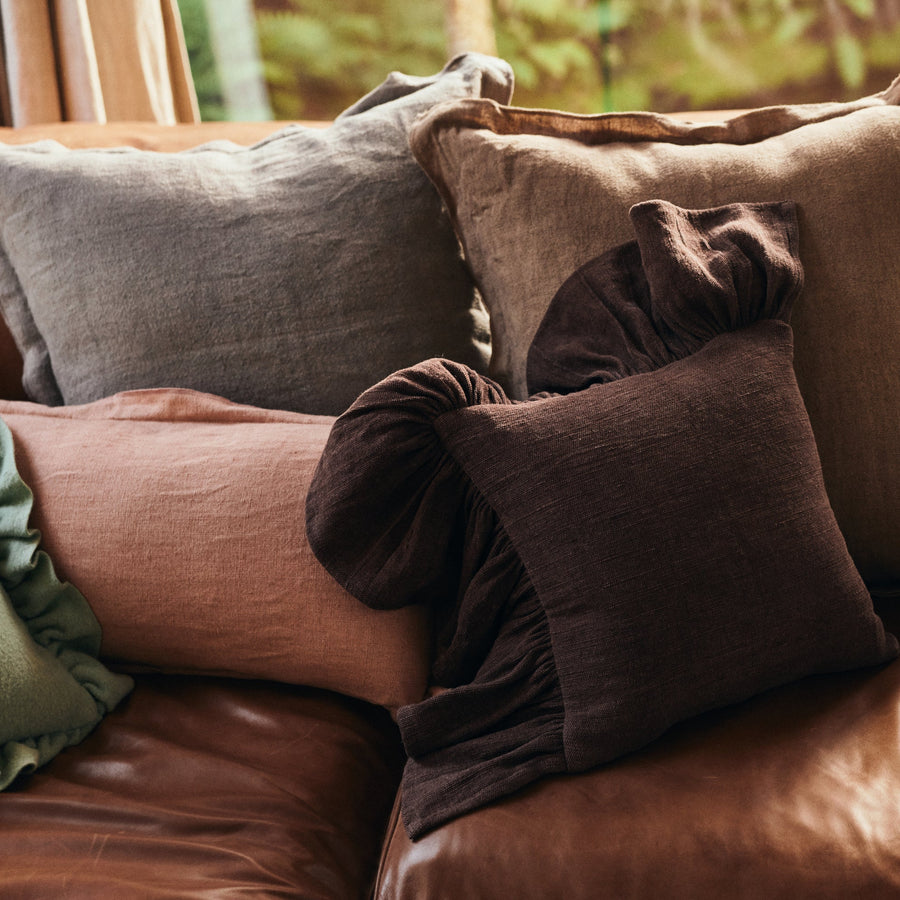 Ruffle Cushion, Chestnut 50 x 50cm