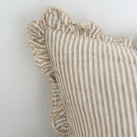 Thumbnail for Striped linen pillow with ruffled edges on a white background