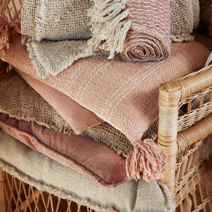 IB Laursen Cushion Dessert Rose Linen 60 x 40cm feather filled