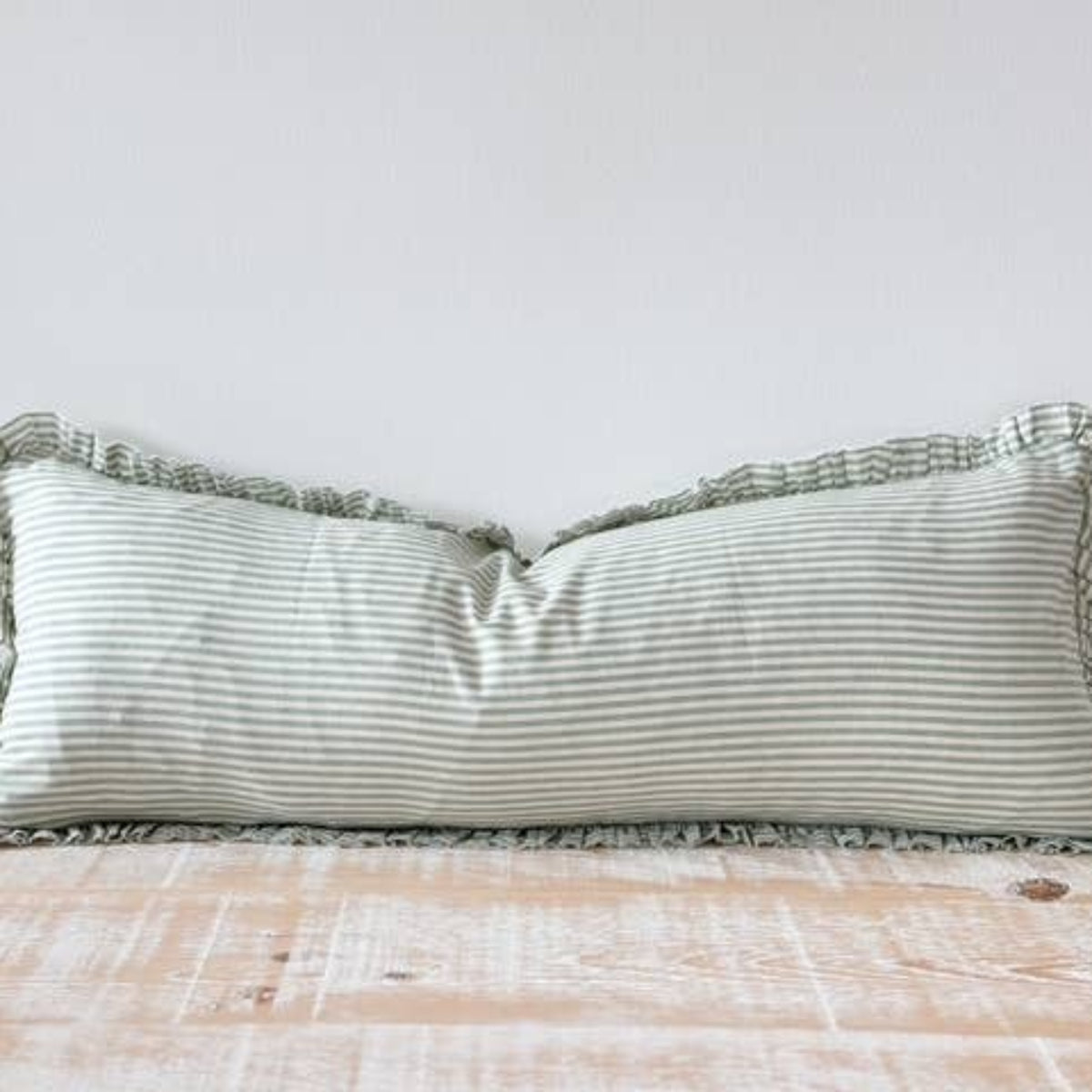 Darcy Cotton Bolster Cushion 80x30 -  Sage Stripe