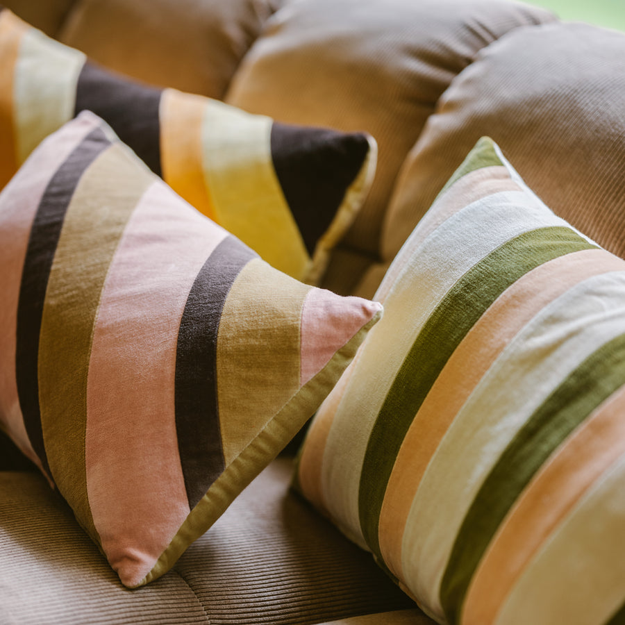 Striped Velvet Cushion Sunkissed 50 x 30cm