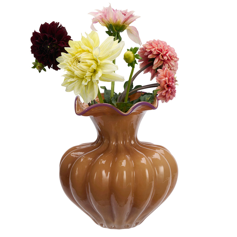 Sculptured Glass Vase Apricot