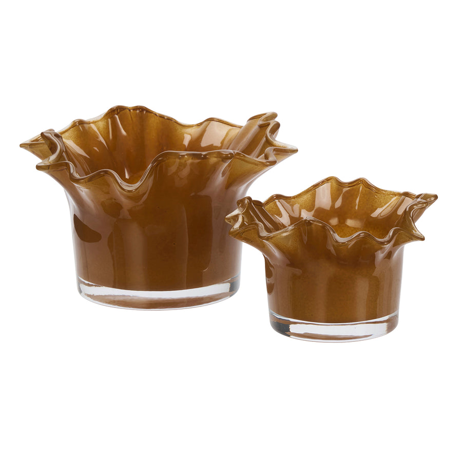 Glass Votives, Set of 2, Caramel