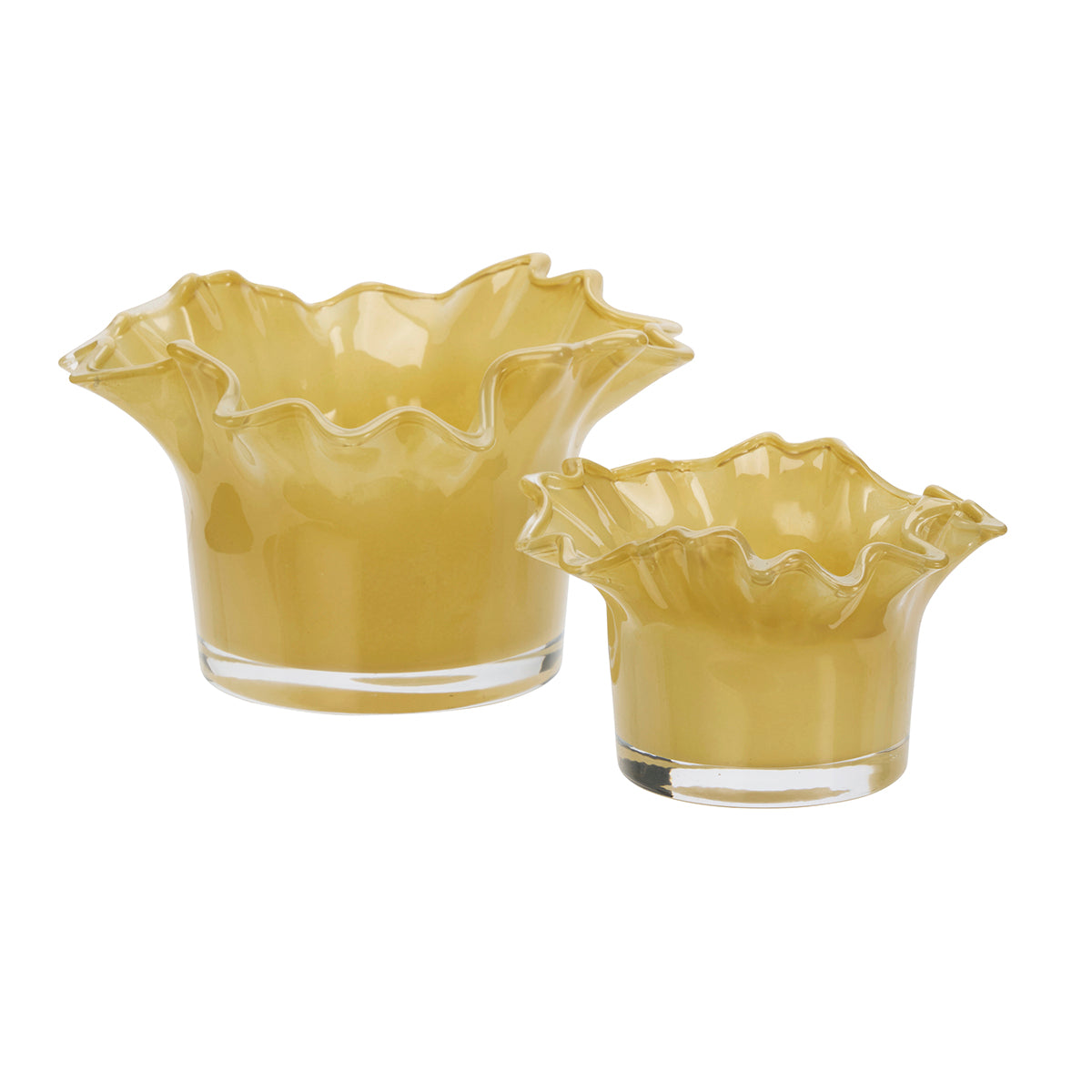 Glass Votives, Set of 2, Dusty Yellow