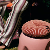 Thumbnail for Round Ripple Cushion Burgundy ø35cm