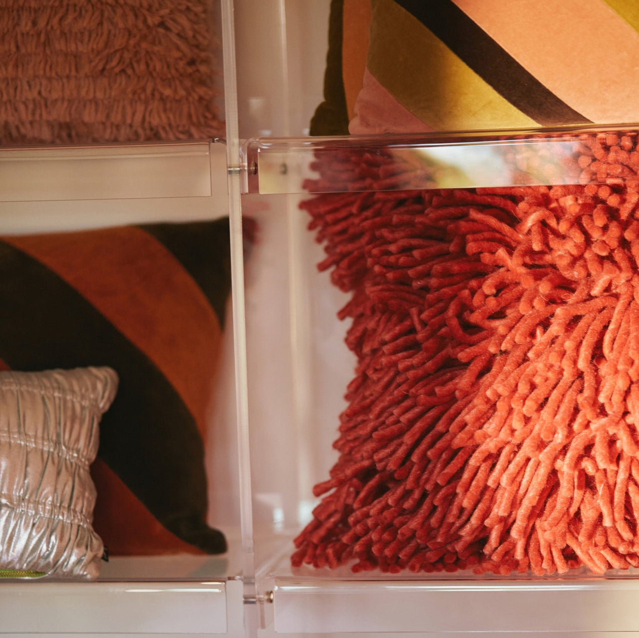 Rugged Woolen Cushion Cherry Red 50 x 50cm