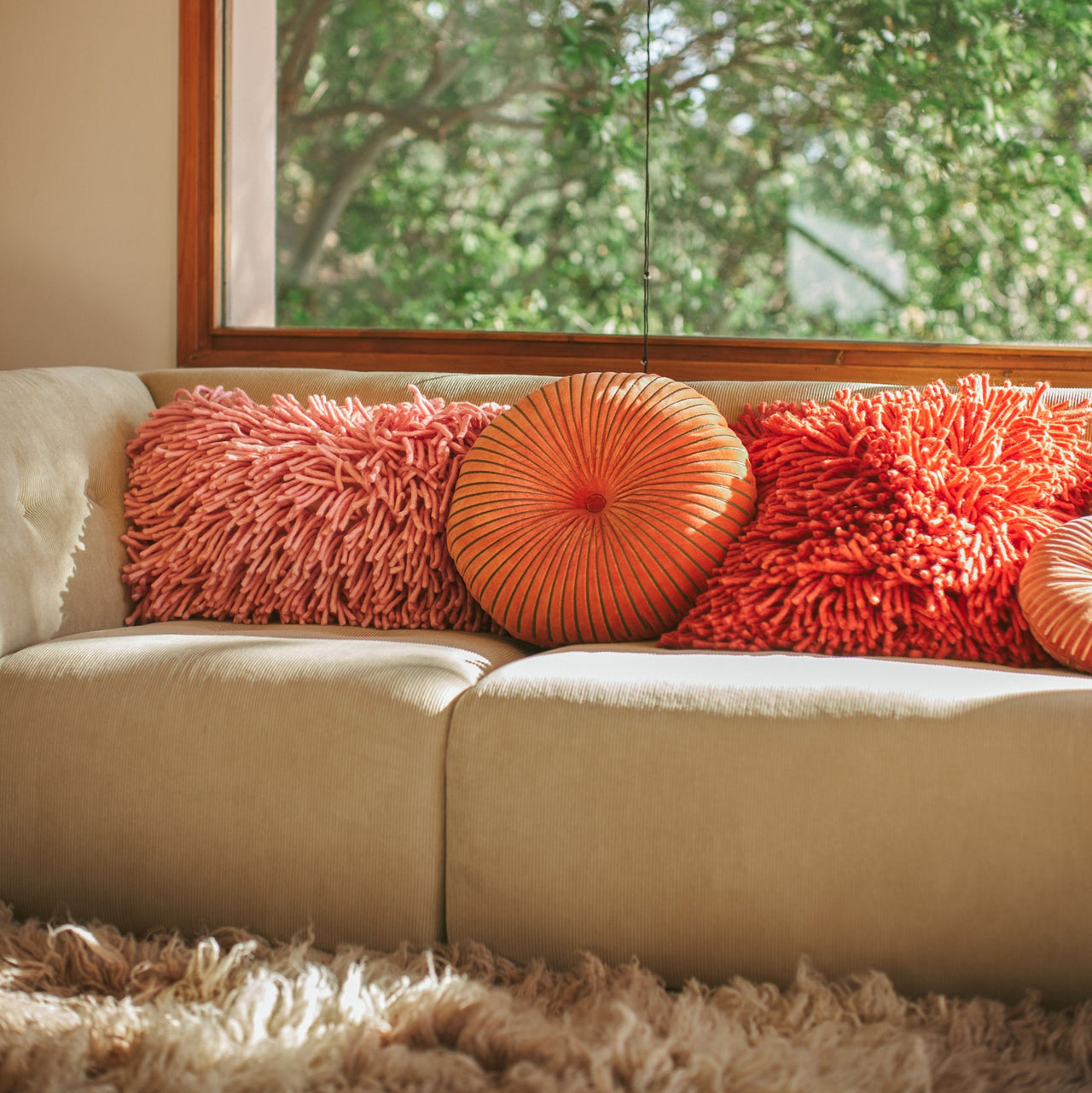 HKLIVING Round Ripple Cushion Sienna ø50cm TCU0010