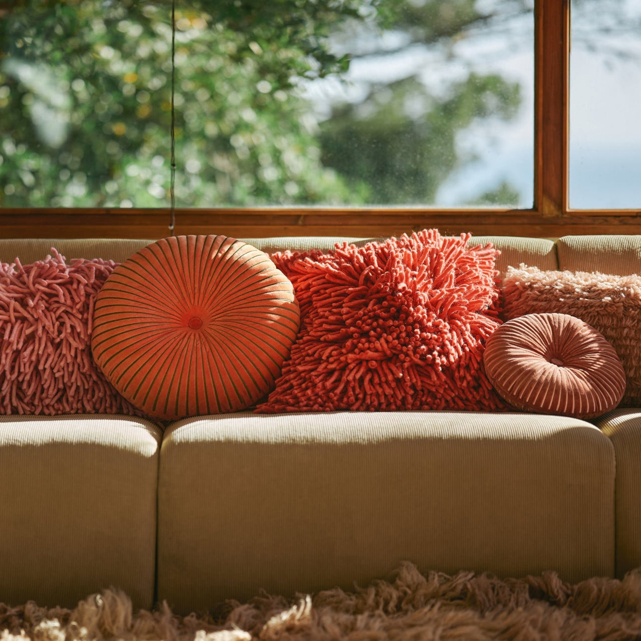 Rugged Woolen Cushion Cherry Red 50 x 50cm