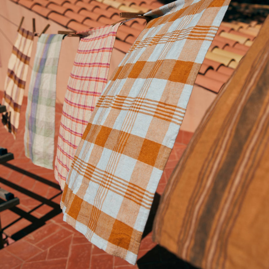Vida Striped Tea Towel Amber/Blue 50cm x 70cm