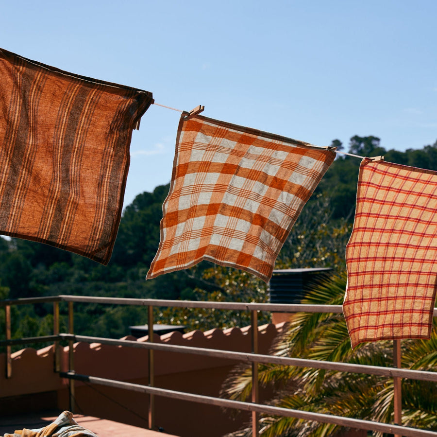 Vida Striped Tea Towel Amber/Grey 50cm x 70cm