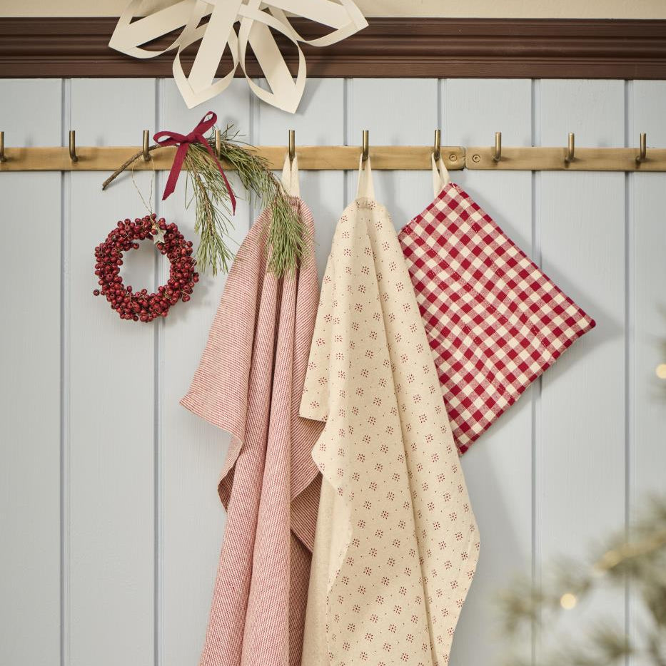 Pot holder Red w/small Natural Checks