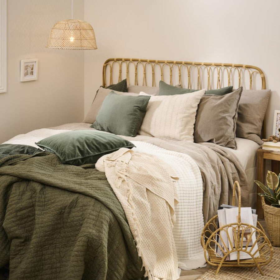 IB Laursen Cushion Myrtle Green Linen 60 x 40cm feather filled