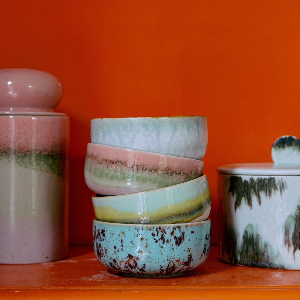 
HKLiving 70s Ceramics: Dessert Bowls Impression, Set of 4