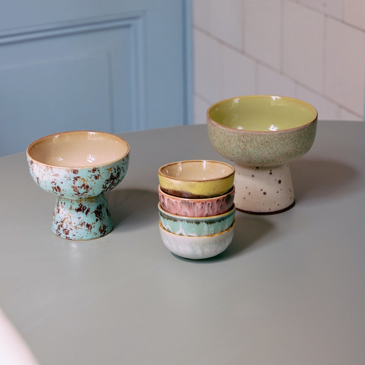HKLiving 70s Ceramics: XS Bowls Modernist, Set of 4 KST0174