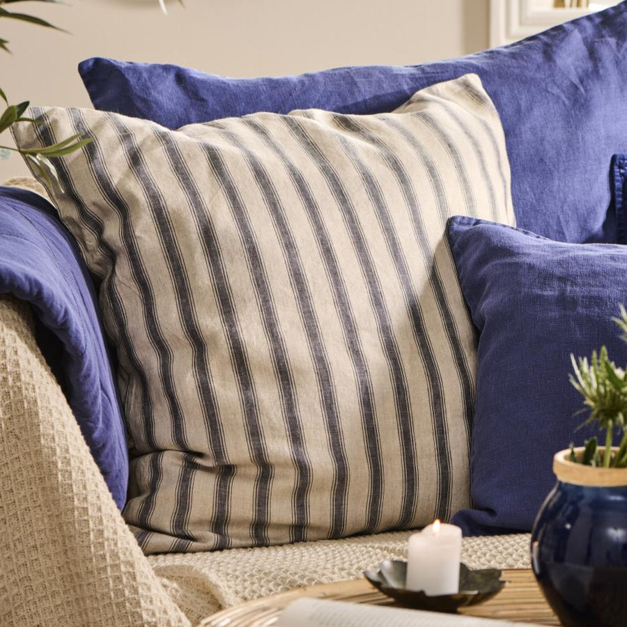 Cushion Natural W/Grey Stripes 60 x 60cm