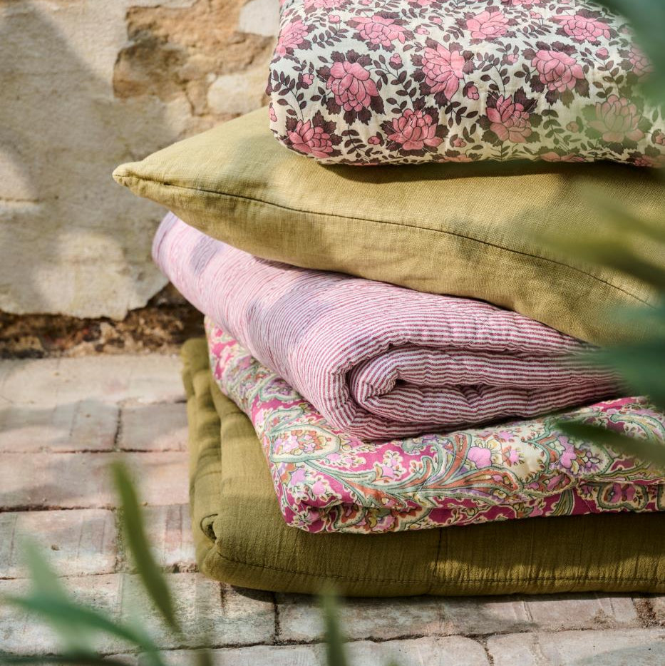 IB Laursen Cushion Herbal Green Linen 60 x 40cm feather filled