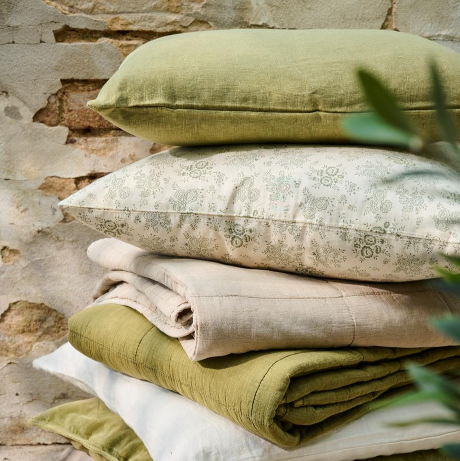 IB Laursen Cushion Herbal Green Linen 60 x 40cm feather filled