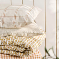 Thumbnail for Cushion Theodor Natural W/Rustic Brown Checkered Pattern 50 x 50cm