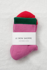 Thumbnail for Girlfriend Socks: Colour Block Rose Green