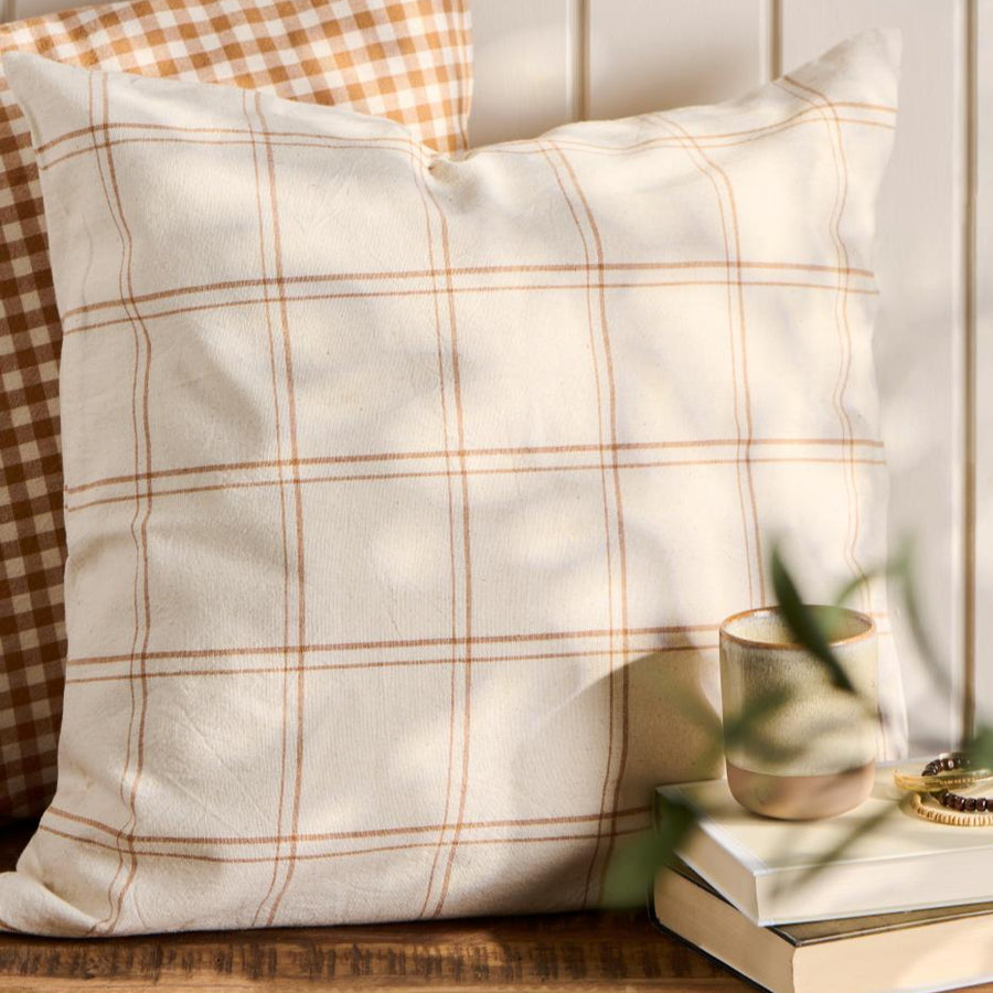 Theodor Natural W/Rustic Brown Checkered Pattern 50 x 50cm