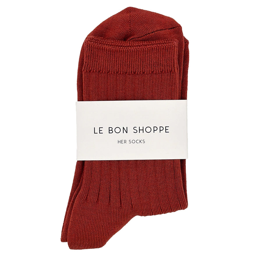 Le bon shoppe Her Socks - Mercerized Combed Cotton Rib Terraotta