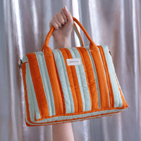 Thumbnail for Stories Ltd Edition Stroller Organiser and Mini Bag Green Orange Stripes