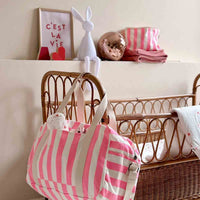 Thumbnail for RAPHAEL DIAPER BAG - WEEKEND BAG STRIPES NEON PINK: NEON PINK / Stripe / L22*W42*H28