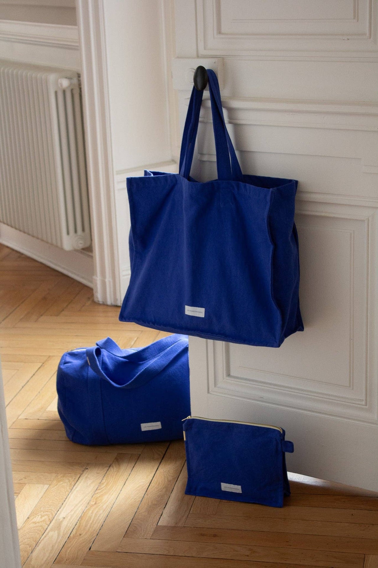 Ultramarine blue toiletry bag in thick organic cotton canvas