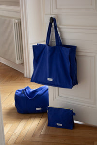 Thumbnail for Ultramarine blue toiletry bag in thick organic cotton canvas