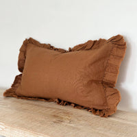 Thumbnail for Hallie Ruffled Linen Cushion 50x30 – Rust