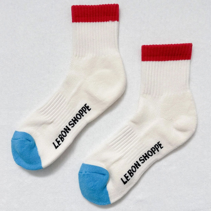 Girlfriend Socks: Colour Block Blue Red