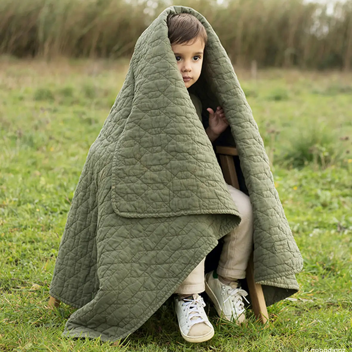 Nobodinoz Wabi Sabi Quilted Blanket Vetiver 100 x 135cm 8435574928177