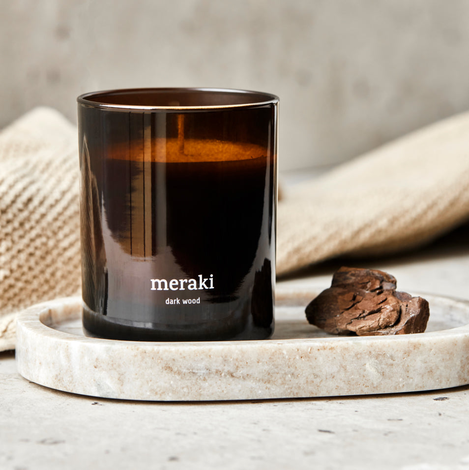Scented Candle, Dark Wood, Brown