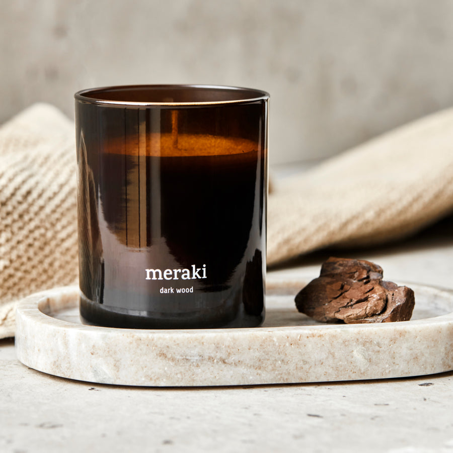 Scented Candle, Dark Wood, Brown