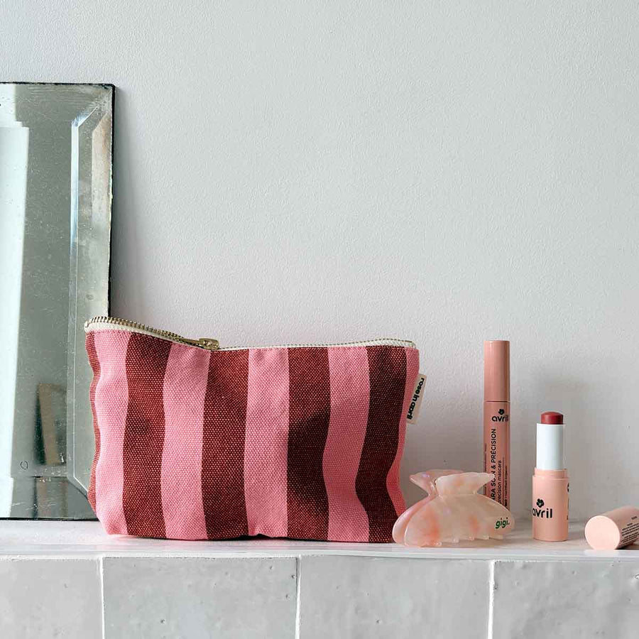POUCH SOFIA STRIPES BRICK / PINK