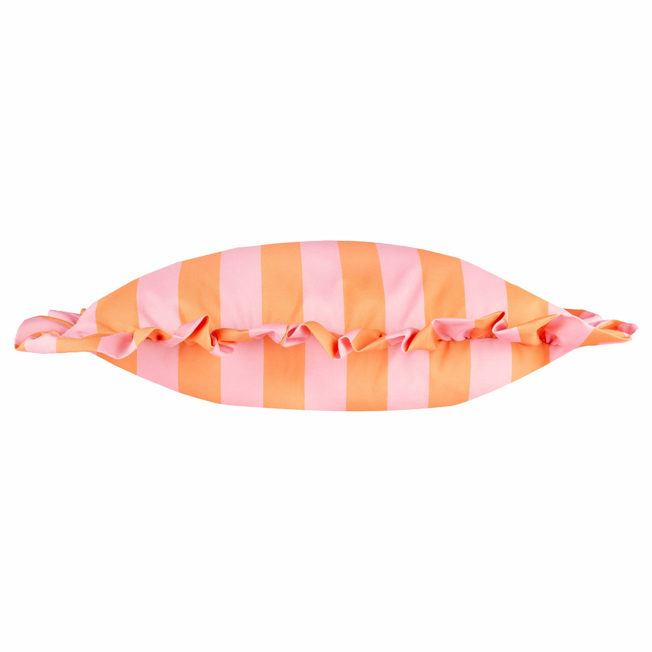 Palm Royale Stripe Ruffle Outdoor Cushion Pink/Orange: Pink/Orange / Polyester Filled / 50 x 50cm