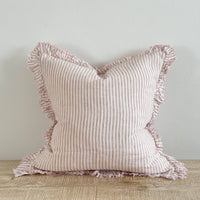 Thumbnail for Hallie Ruffled Linen Cushion 45x45 – Pink Stripe
