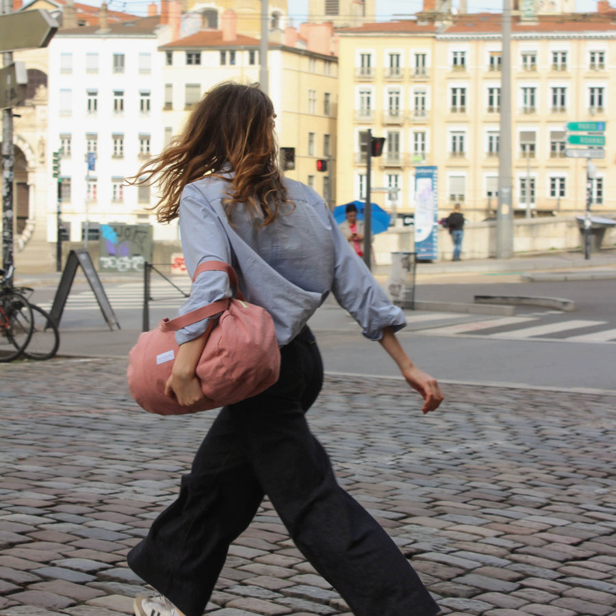 Mini bowling bag in organic cotton canvas Rosewood
