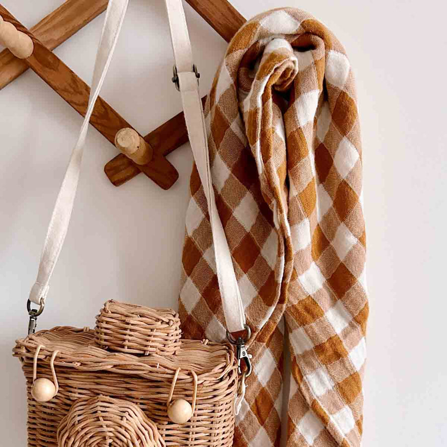 BIANCA SWADDLE GINGHAM CARAMEL: VICHY / L 110*110