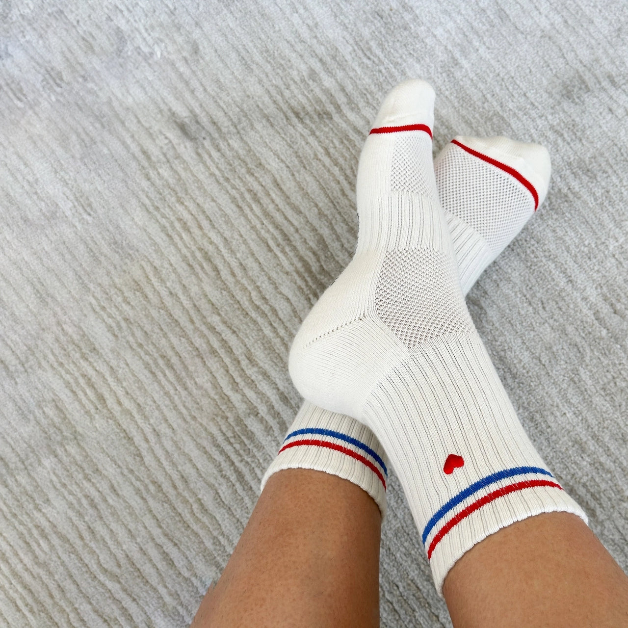 Embroidered Boyfriend Socks: Milk+ Heart