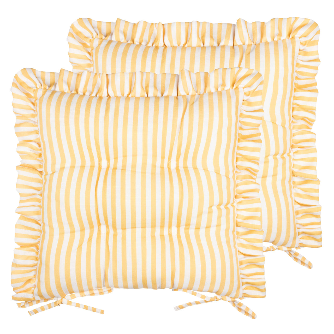 Millie Ruffle 2 Pack Indoor/Outdoor Seat Pads Yellow: Yellow / 40 x 40cm