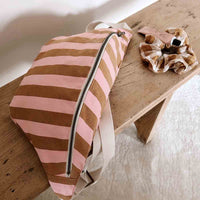 Thumbnail for WOMEN BUM BAG STRIPES CARAMEL / STRAWBERRY